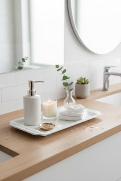 Flat Handled Serving Tray Ceramic Bisque