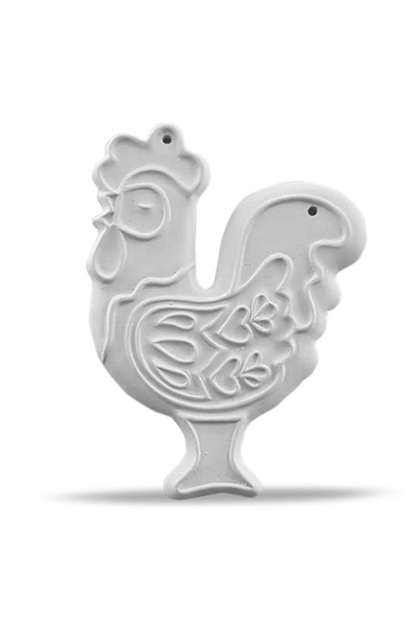 Rooster Plaque Ceramic Bisque