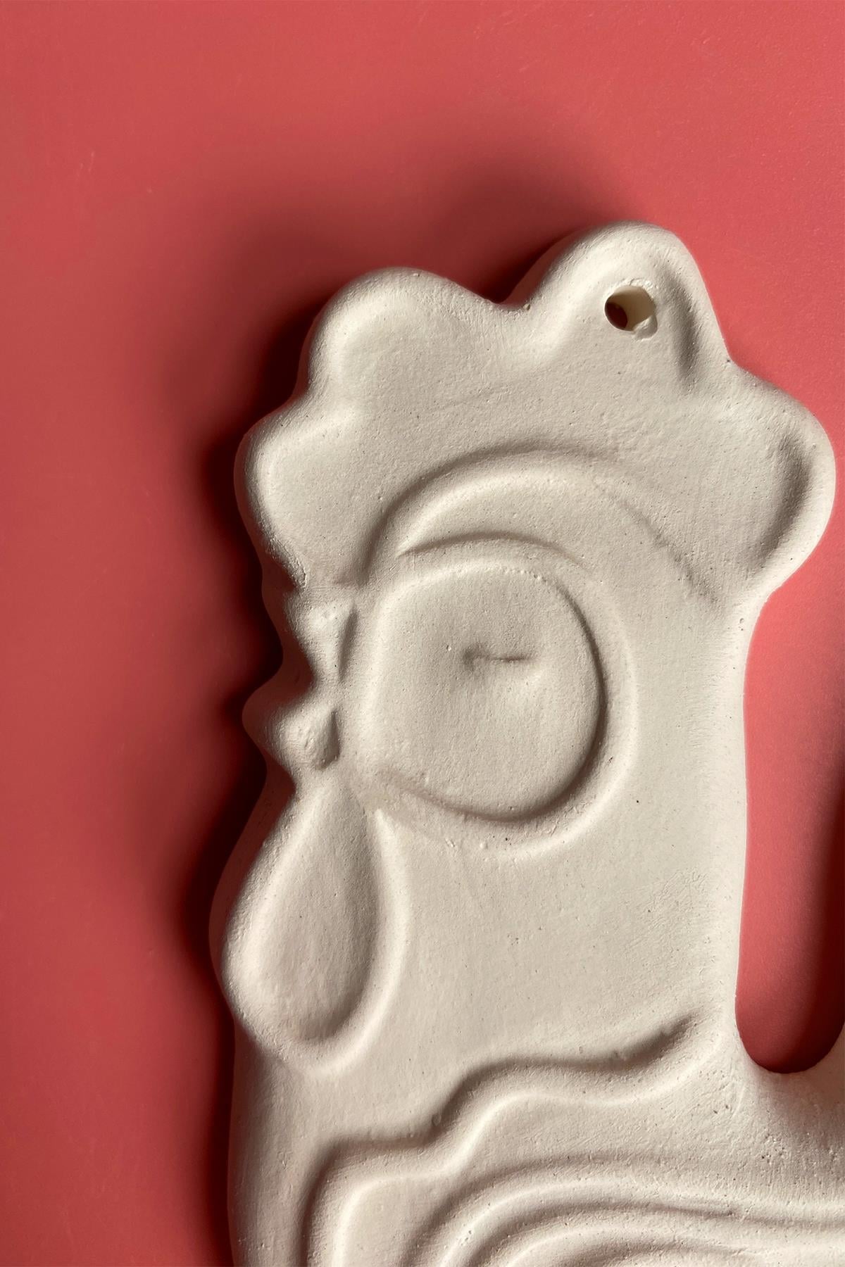 Rooster Plaque Ceramic Bisque