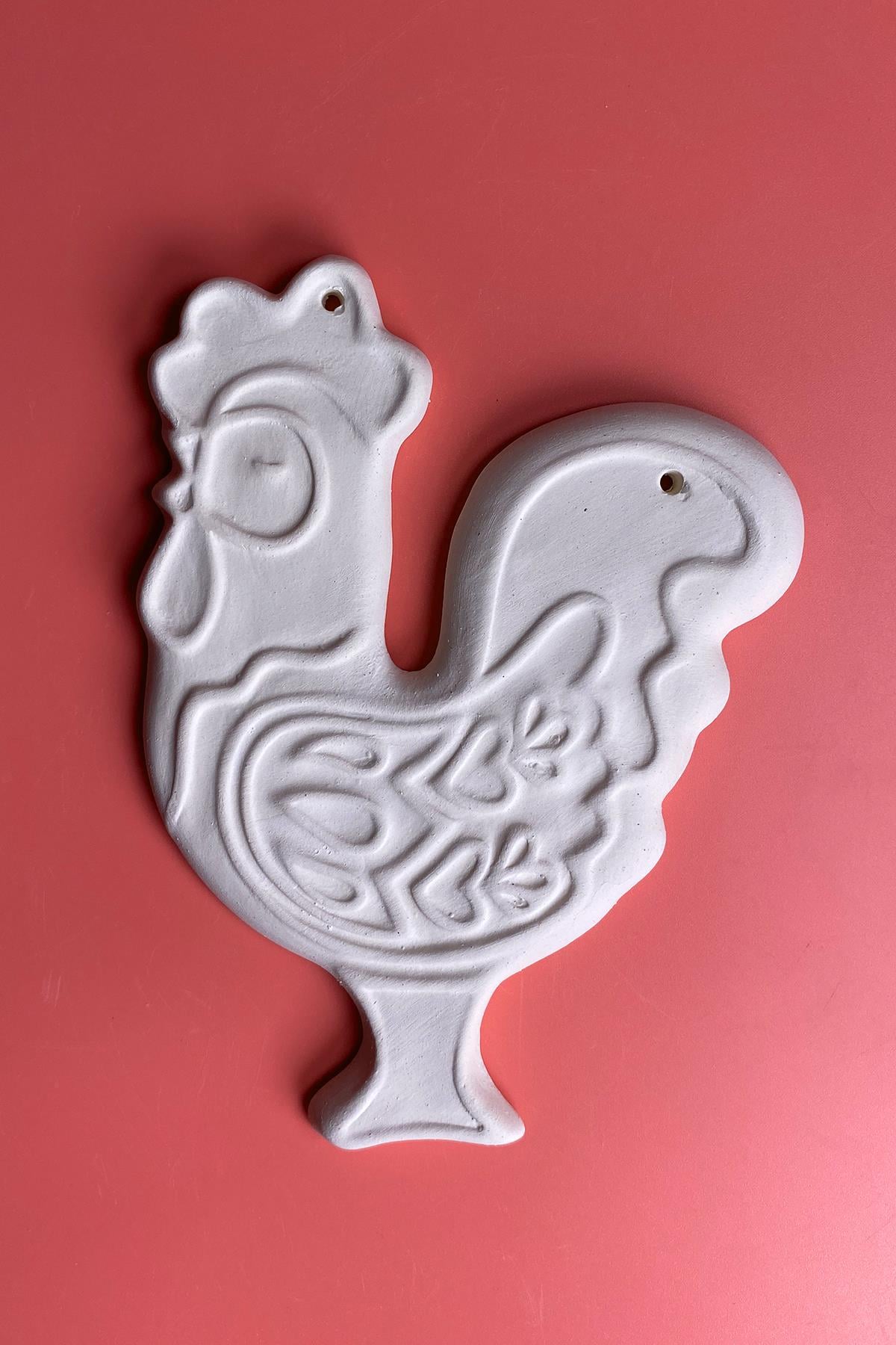 Rooster Plaque Ceramic Bisque