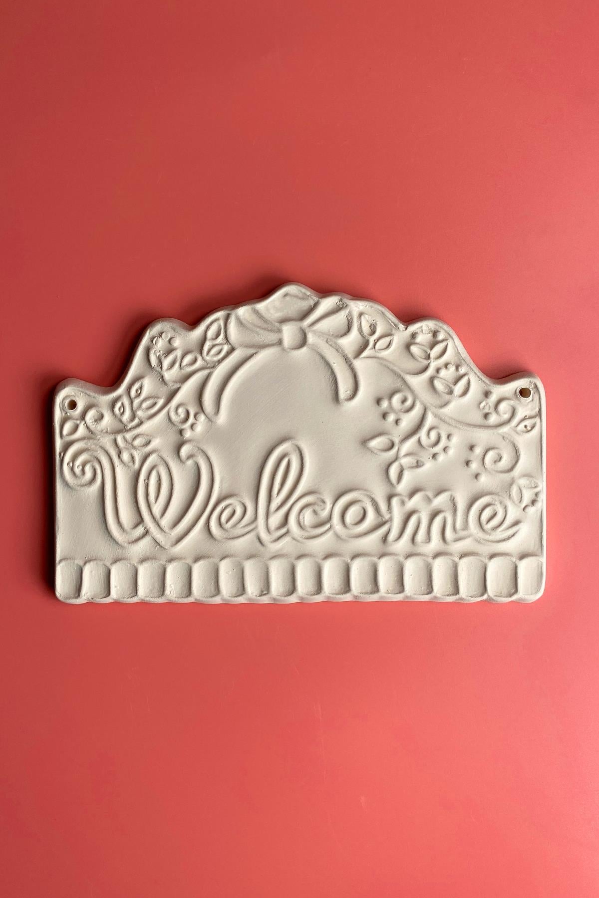 Welcome Plaque Ceramic Bisque